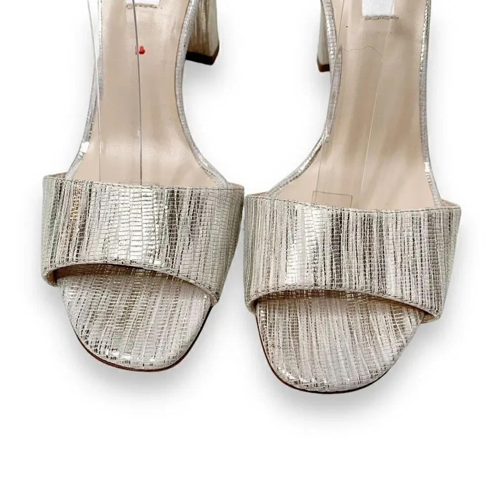 L. K. Bennett Helena Lizard-Effect Metallic Sandals Cre-Metallic Cream Size 37